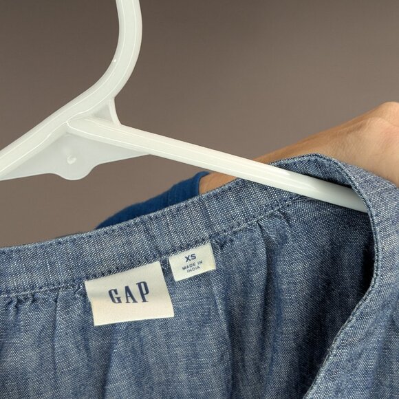 *3/$10* Gap 3/4 Sleeve Chambray Easy Popover Blouse Blue Size XS - Picture 3 of 3